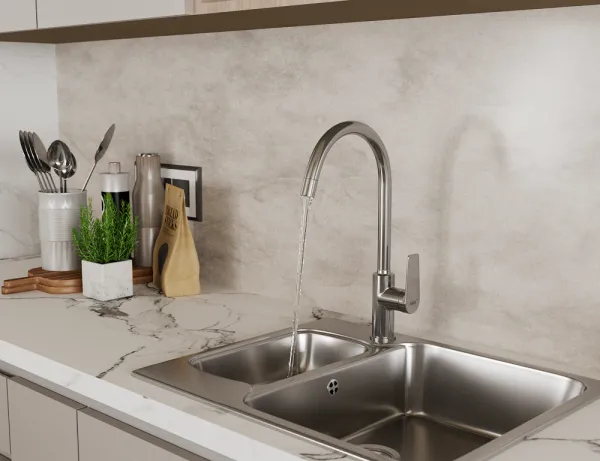 Смеситель DK для кухни высокий Bayern.Fürth (DA1522401) - купить в Москве по низкой цене в интернет-магазине с доставкой по всей России | HITsant Смеситель DK для кухни высокий Bayern.Fürth (DA1522401)