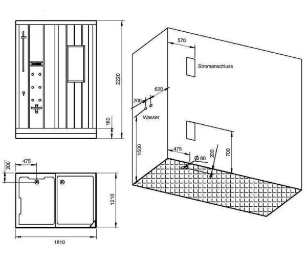 Душевая кабина-сауна Eago DS201F8 Right