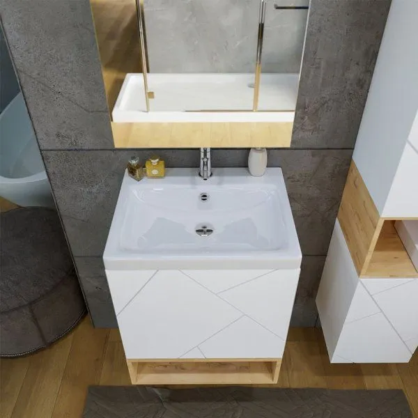 Тумба под раковину подвесная Бриклаер КРИСТАЛЛ белый, 50 см