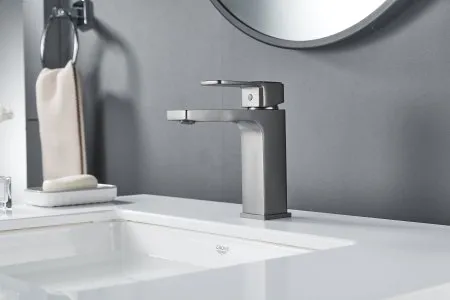 Смеситель для раковины однорычажный с гайкой Shevanik S9701T, Оружейная сталь