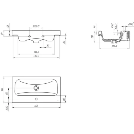 Раковина Aqwella Moduo UM-MOD60SL/1 60х38 белый