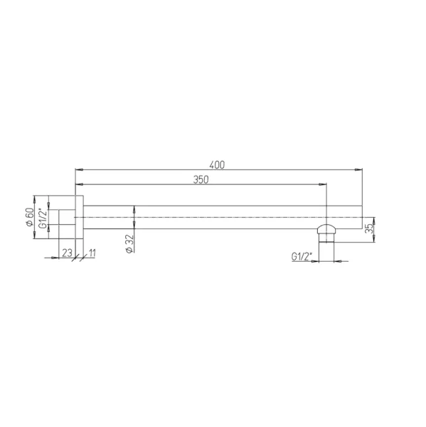 Кронштейн для верхнего душа Paini 50XAYOAH74WX5TTGCTGI44LQ0BRGI 400 мм, круглый, черный