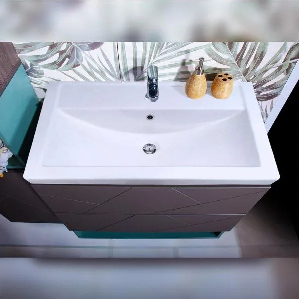 Тумба под раковину подвесная Бриклаер КРИСТАЛЛ ясень анкор темный/графит, 70 см