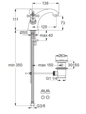 Смеситель Ideal Standard Reflection B9653LS для раковины, хром/золото