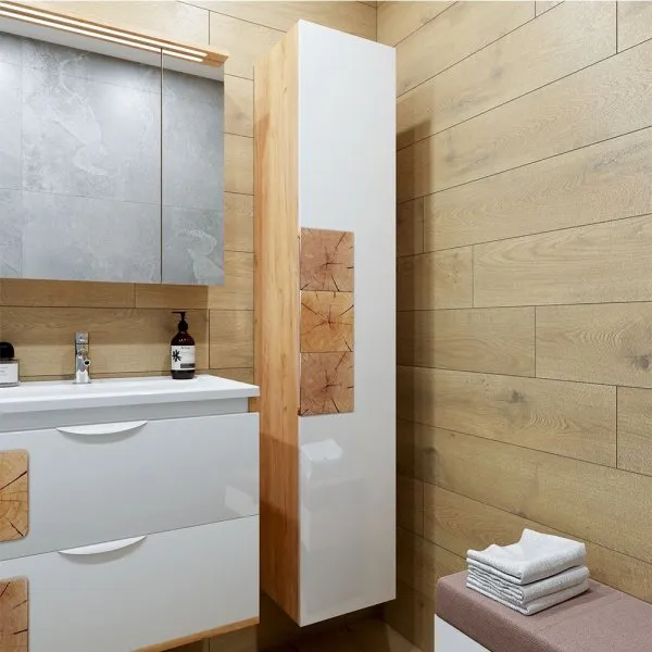 Пенал Бриклаер Форест 35 см, дуб золотой/белый