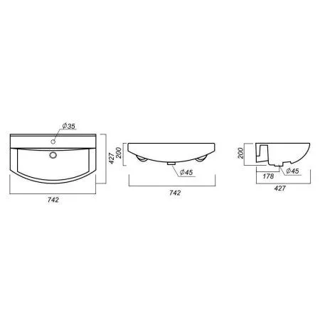 Раковина Sanita Luxe Best BST75SLWB01 75