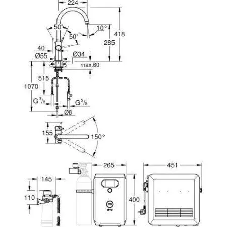 Смеситель Grohe  Blue Professsional 31607002 хром, + фильтр - купить в Москве по низкой цене в интернет-магазине с доставкой по всей России | HITsant Смеситель Grohe  Blue Professsional 31607002 хром, + фильтр