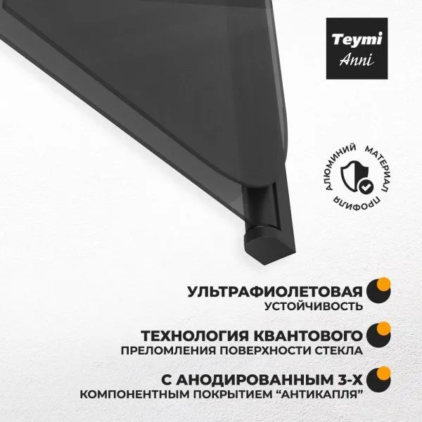 Шторка на ванну Teymi Anni S 1400х1000, тонированное стекло, профиль черный матовый T00281