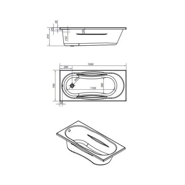 Акриловая ванна Cersanit Mito Green WP-MITO_GREEN*150 150х70