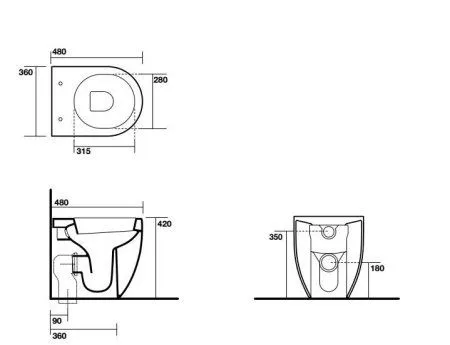 Чаша для приставного унитаза Kerasan Flo 311401 белый