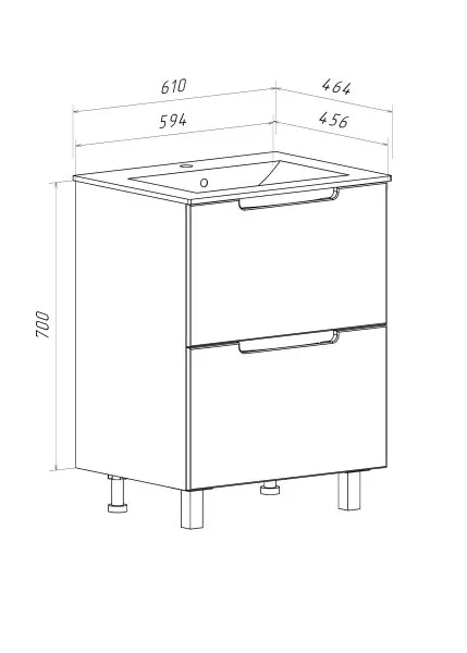 Тумба Runo Lina 60 напольная белая под умывальник Teffy 60 (00-00004641)