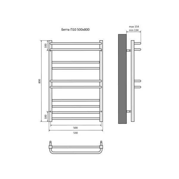 Полотенцесушитель водяной Aquatek Бетта AQ KRC1080BL 50х80 2-2-2-4 черный муар