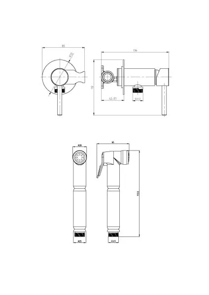 Смеситель монокомандный для биде c гигиеническим набором, хром Veragio SANREMO 30376