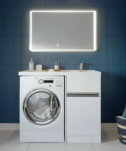 Тумба с раковиной Aquaton Лондри 1A236001LH010 40 белый глянец