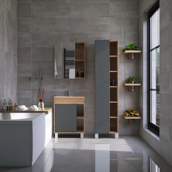 Тумба VIANT "Бостон" COMO 60 1 ств графит 430х560х820 (VBOS60COG-T1ST)