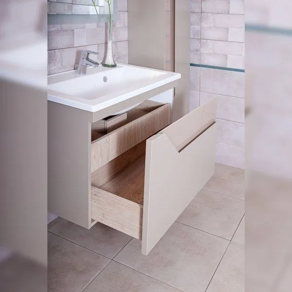 Тумба под раковину подвесная Бриклаер Брайтон бежевый, 80 см