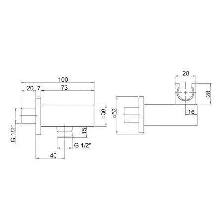 Вывод для воды PAINI 50EGPJQR48RF0QCBQ квадратный, с держателем для лейки, брашированный золото PVD
