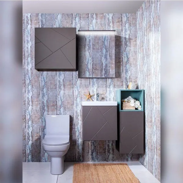 Тумба под раковину подвесная Бриклаер КРИСТАЛЛ ясень анкор темный/графит, 50 см