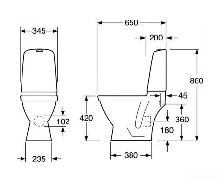Унитаз напольный Gustavsberg Nautic Hygienic Flush 1510 GB111510201205 безободковый