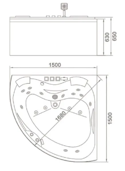 Гидромассажная ванна Orans BT-6012X (1500x1500x650)