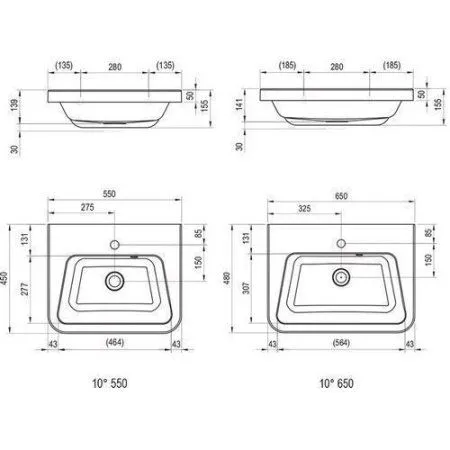 Раковина Ravak 10° XJI01155000 55