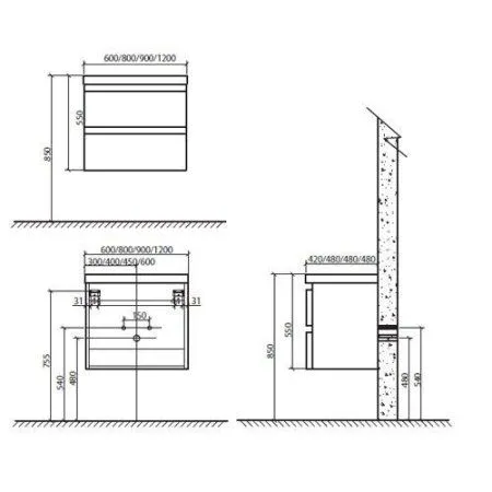 Мебель для ванной BelBagno Energia-N  60 tortora lucido, подвесная