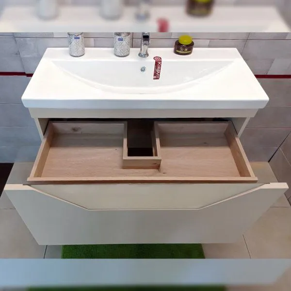 Тумба под раковину подвесная Бриклаер Брайтон бежевый, 100 см