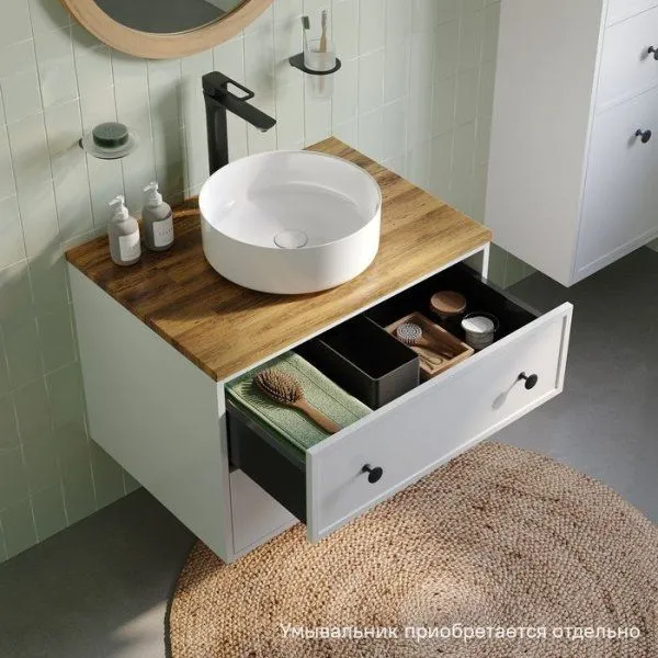 Тумба подвесная, под столешницу, 70 см, белый матовый, Torr, IDDIS, TOR70WBi95