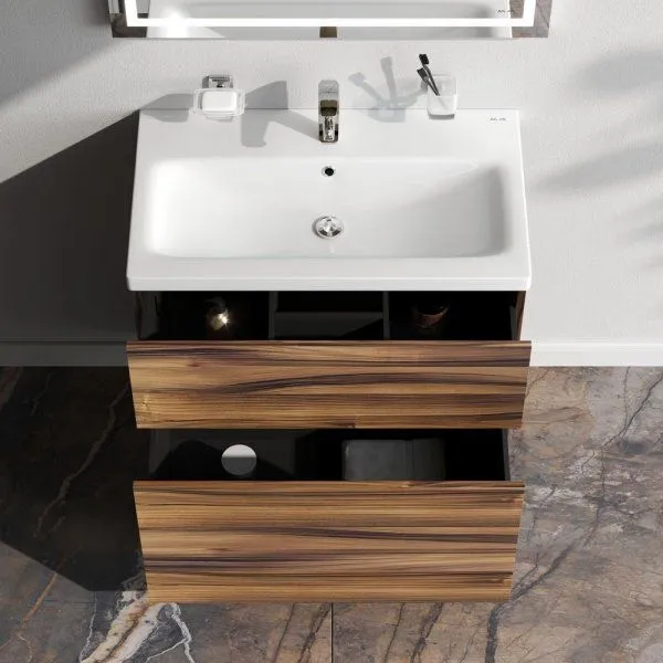 База под раковину, напольная, 75 см, 2 ящика, орех AM.PM Gem M90FSX0752HF