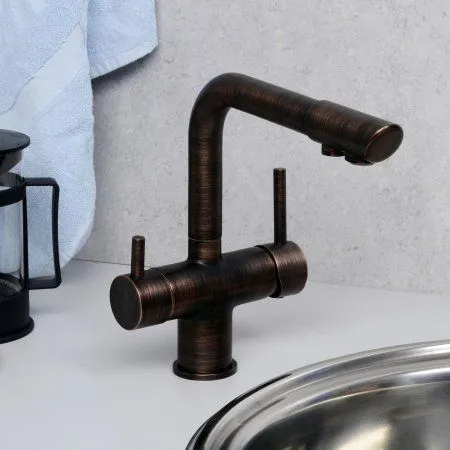 Смеситель для кухонной мойки WasserKRAFT A8047 с подключением к фильтру питьевой воды, темная бронза