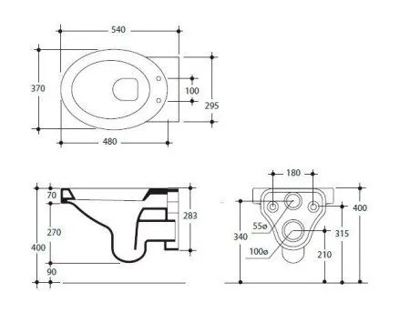 Чаша для подвесного унитаза Kerasan Cento 351501 овальная