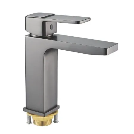 Смеситель для раковины однорычажный с гайкой Shevanik S9701T, Оружейная сталь