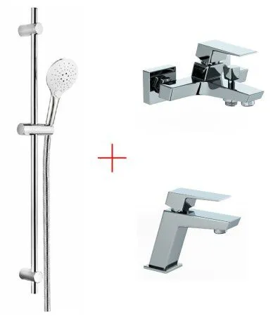 Комплект смесителя 3в1 Paini Torre 98NHCRJCSEZUT2RL3VYR1BMZR для раковины и ванны с душевым комплектом, хром