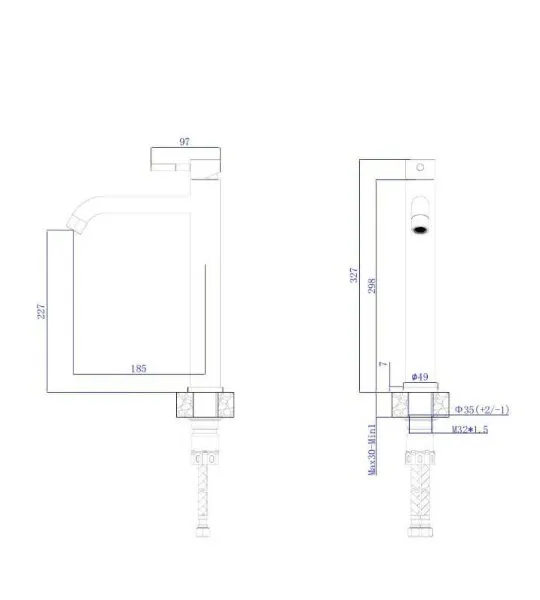 Смеситель для умывальника высокий RUSH Melos (SUS1101-12Grey)