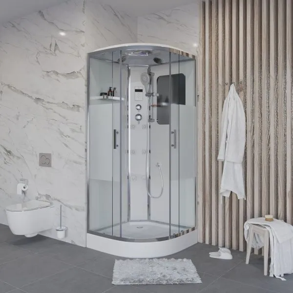 Душевая кабина Niagara Ultra 100x100x220 стекло прозрачное с матовой полосой/профиль хром