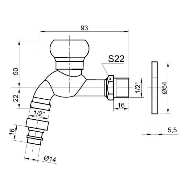 Сливной кран BRONZE DE LUXE (насадка"под шланг") (21978/2)