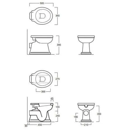 Унитаз приставной Simas Londra LO911bi горизонтальный выпуск, белый/бронза