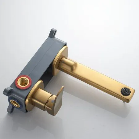 Смеситель для раковины однорычажный встроенный Shevanik S9941G, Золотой сатин