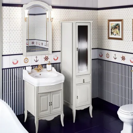 Зеркало Opadiris Лоренцо 60  белый с бежевой патиной