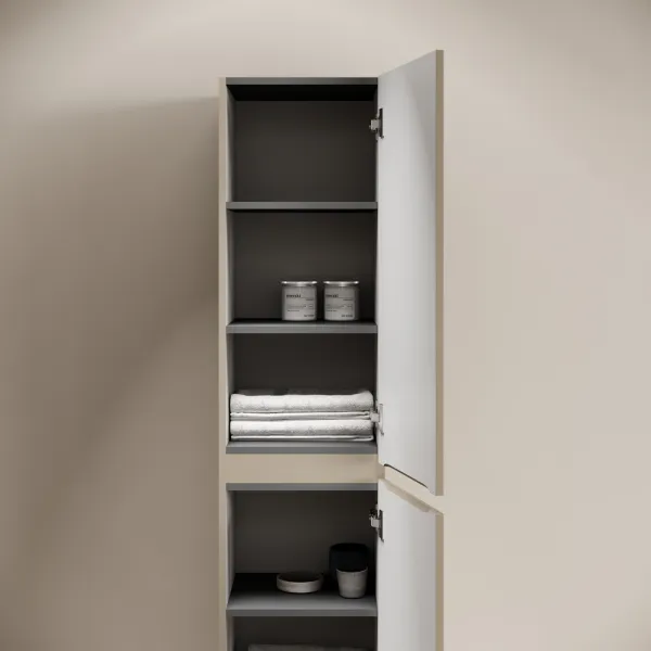 Шкаф-пенал подвесной SANCOS Code, 350х350х1650 мм, цвет  серо- бежевый,  PCD35GB