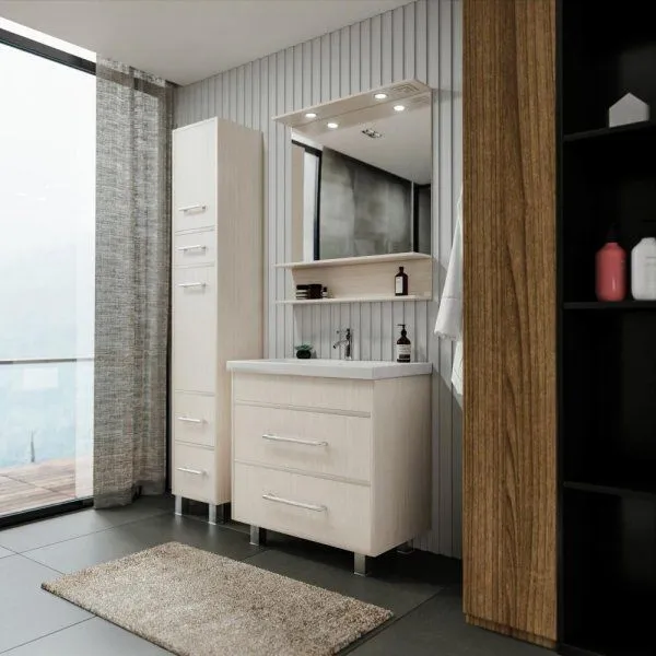 Тумба под раковину напольная Бриклаер ЧИЛИ светлая лиственница , 80 см