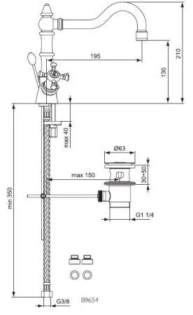 Смеситель Ideal Standard Reflection B9654LS для раковины, хром/золото