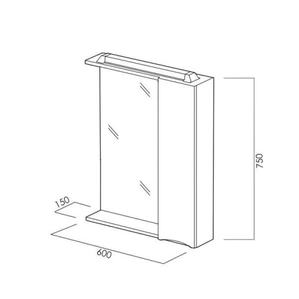 Шкаф-зеркало BelBagno Marino MARINO-SPC-600/750-1A-BL-P-R 60 bianco lucido