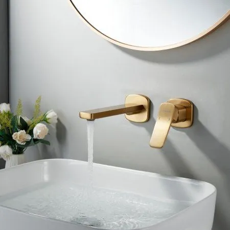 Смеситель для раковины однорычажный встроенный Shevanik S9941G, Золотой сатин