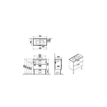 Тумба с раковиной VitrA Mia 66109 80 белый