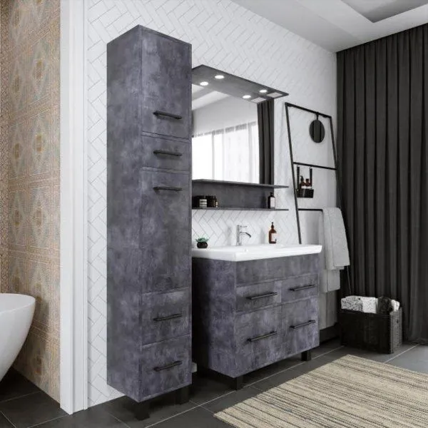 Тумба под раковину напольная Бриклаер ЧИЛИ цемент, 90 см