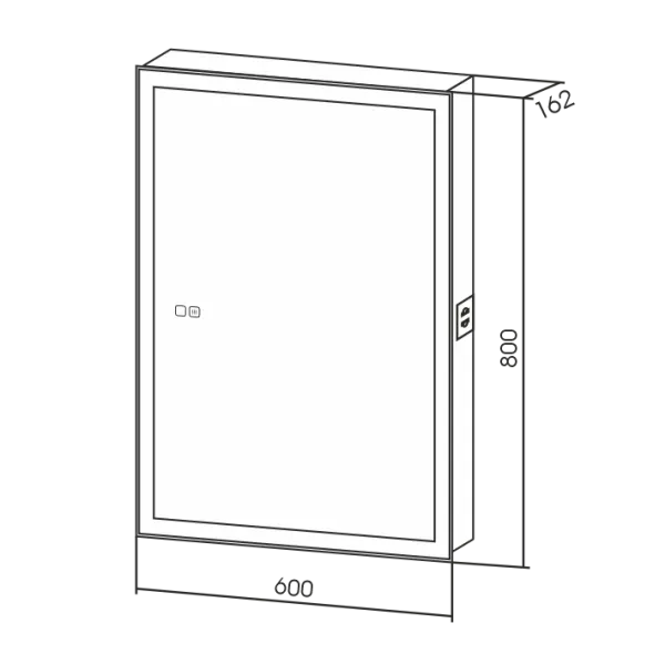 Зеркальный шкаф с посветкой и подогревом универсальный монтаж AQUAme AQM9202 600х800
