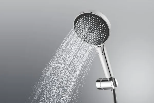 Душевая лейка SANCOS Nok round, кнопочное управление, диаметр 130 мм, 3 режима, цвет хром/черный матовый, арт SC6001CH-B