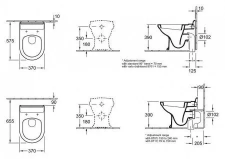 Унитаз приставной Villeroy & Boch Hommage 666310R2 star white