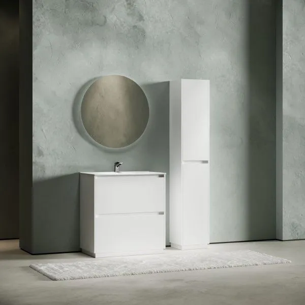 Тумба под раковину SANCOS Libra Floor напольная, 790х450х840, c двумя ящиками оснащенными доводчиками, белый глянец ,  LB80FW